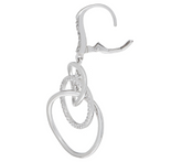 Diamonique Triple Circle Dangle 2" Earrings, Sterling Silver